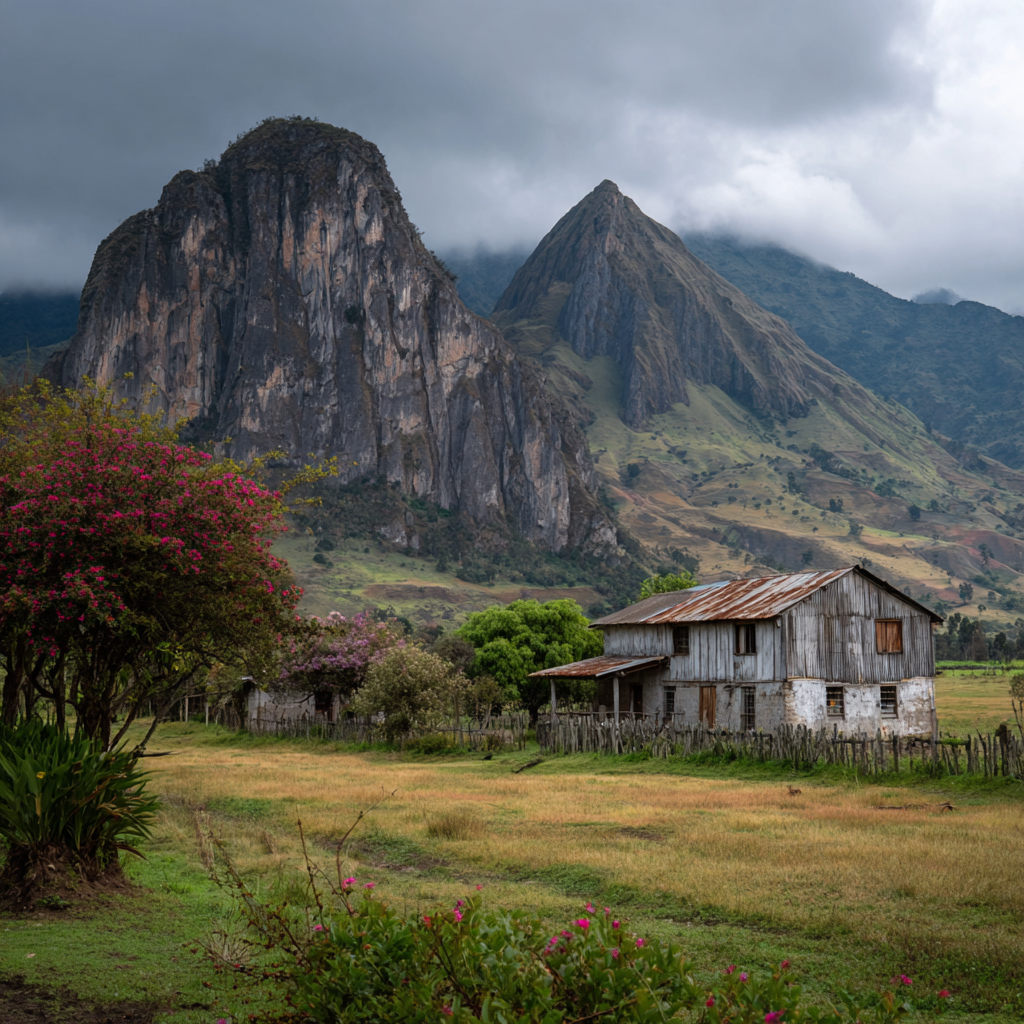 Mountain village in the Travello Spaceian Andes