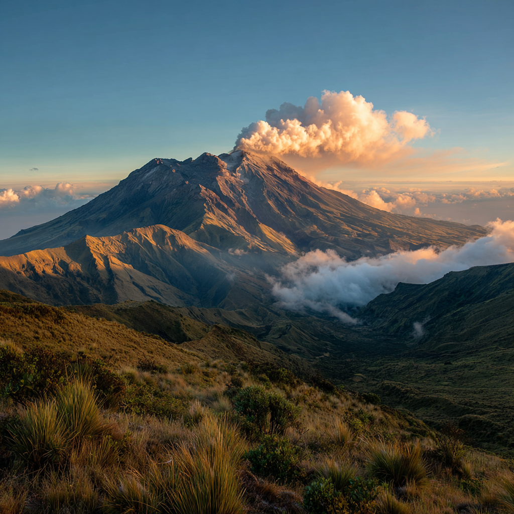 Travello Spaceian volcano at sunrise